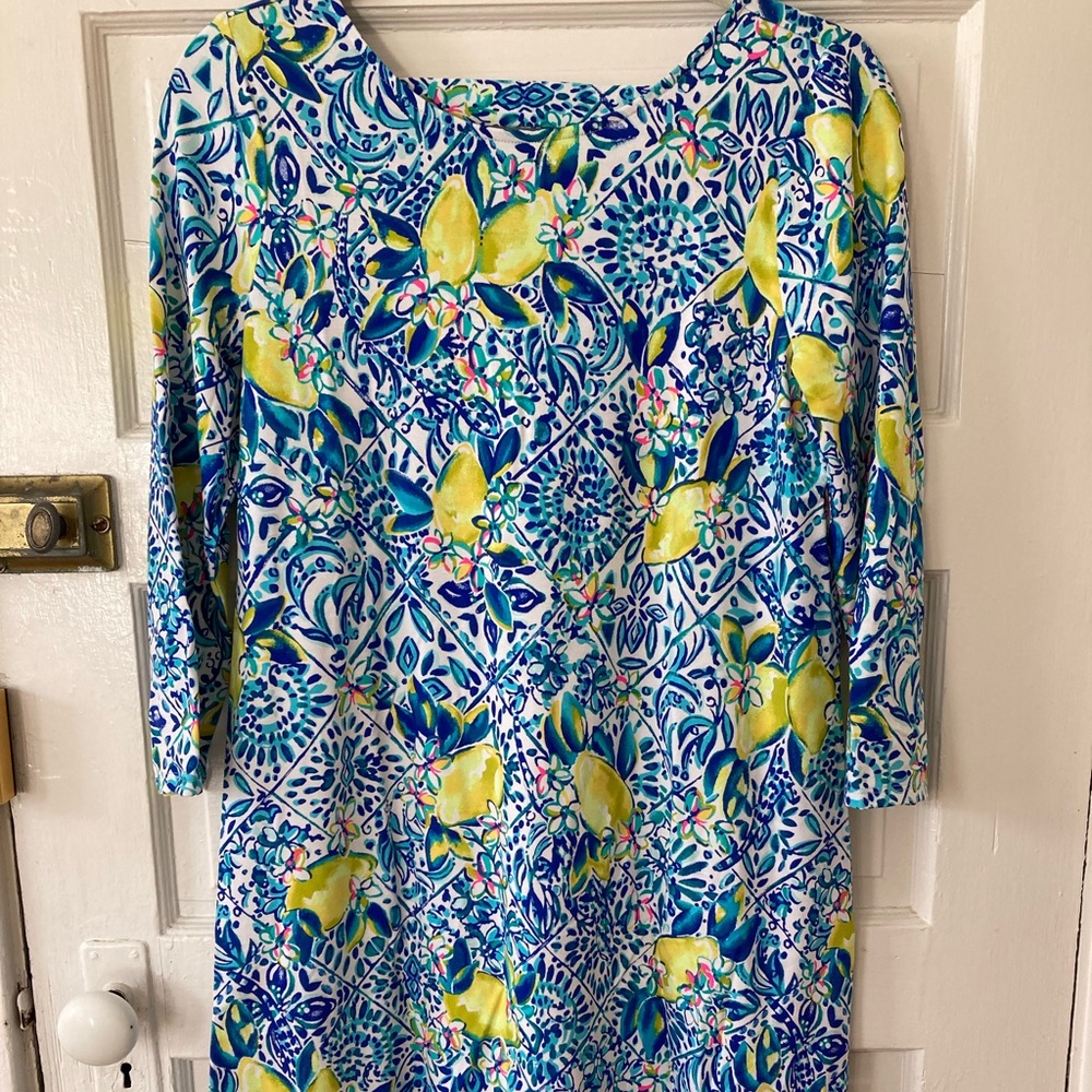 Lilly Pulitzer 3/4 Sleeve Dress in “Zest for Life” pattern, size M